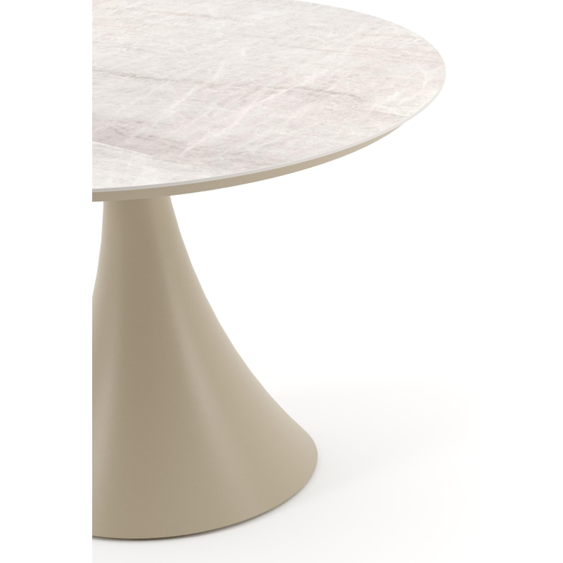 Fano tuintafel rond in beige aluminium en volkeramiek Travertino Bianco - Dia. 110 x H 74 cm