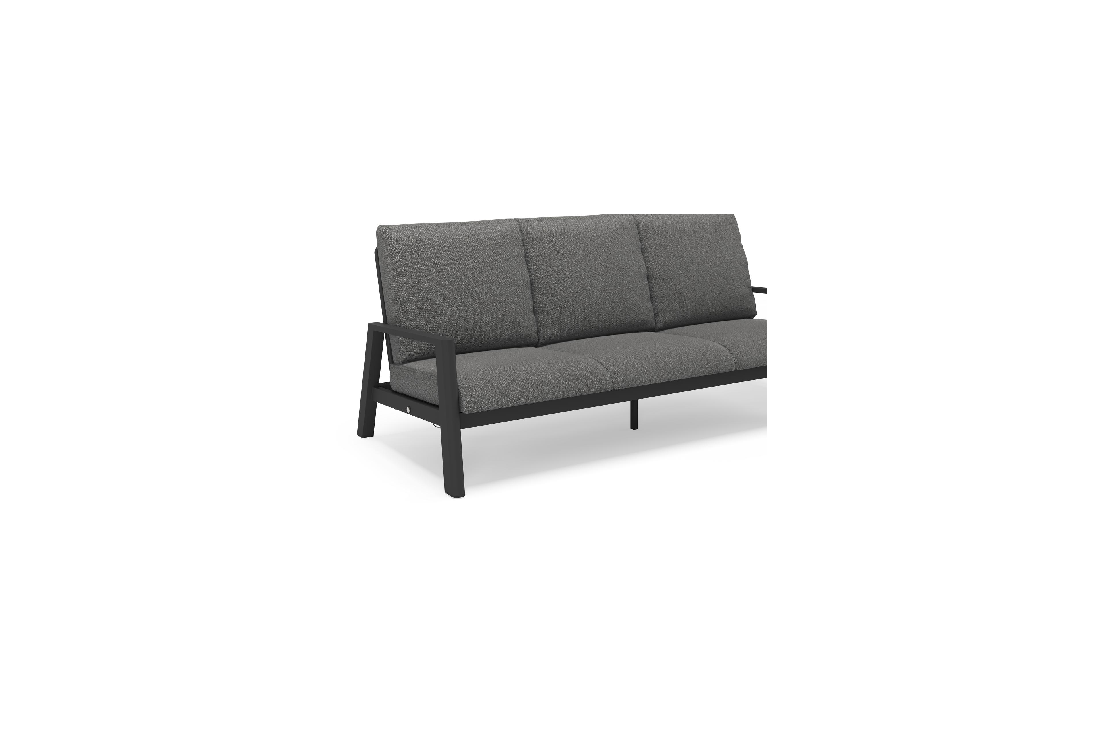 Cirello loungeset in zwart aluminium met savane tornado all weather sunbrella® luxe kussens