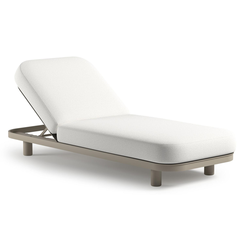 Chaise longue réglable Donato en aluminium beige avec All Weather Solica ego birch coussin