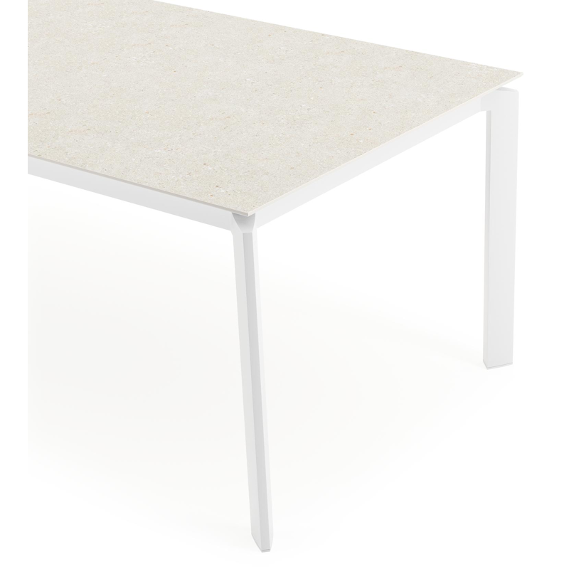 Table de jardin Cirello en aluminium blanc et céramique pleine shilin - Lg 240 x Larg. 100 x H 75 cm