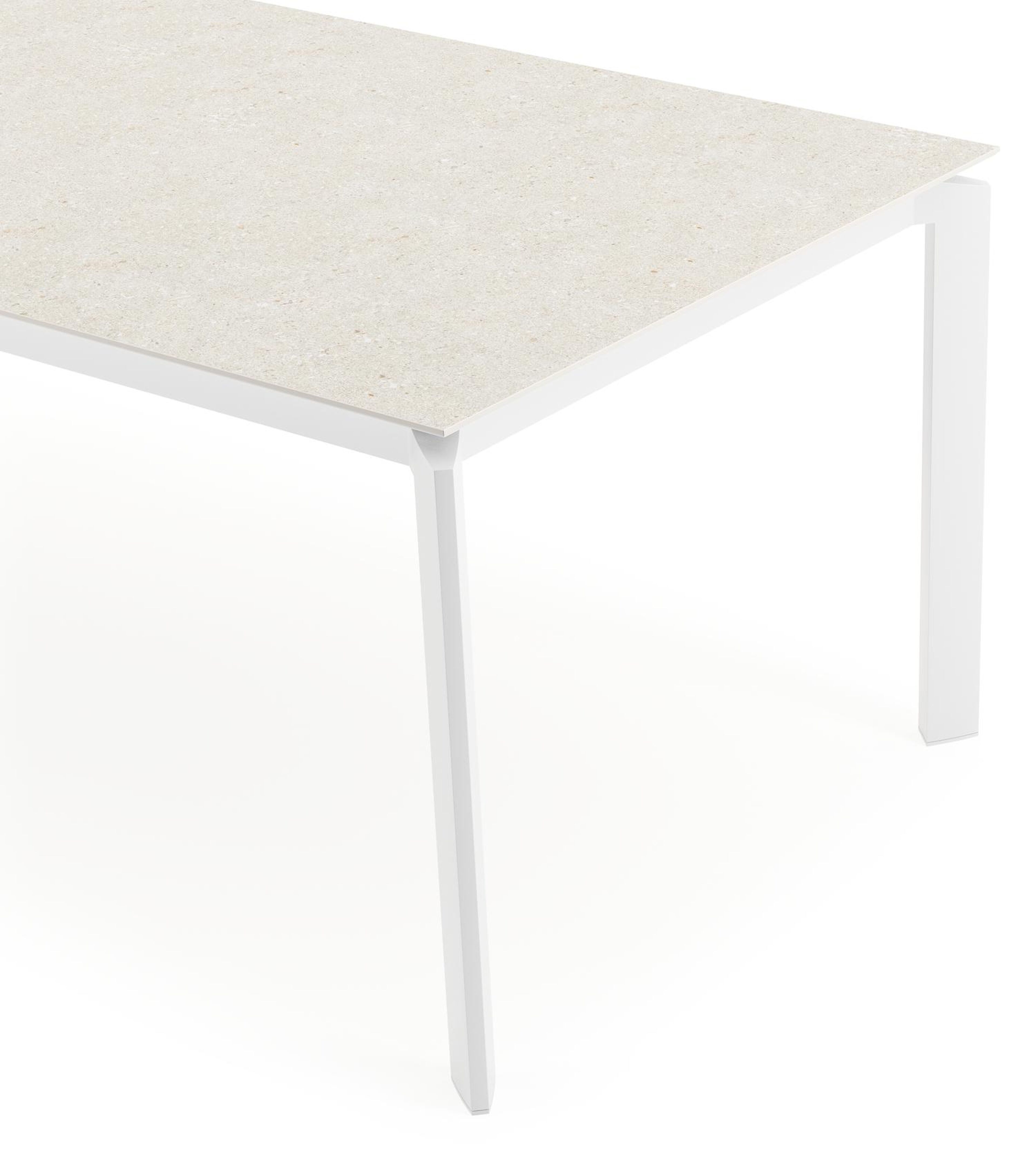 Cirello tuintafel rechthoekig in wit aluminium en volkeramiek shilin - L 240 x B 100 x H 75 cm