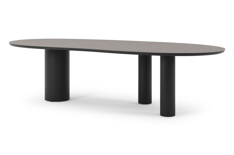 Organo tuintafel organisch in zwart aluminium en volkeramiek Wulong L 280 x B 120 x H 74 cm