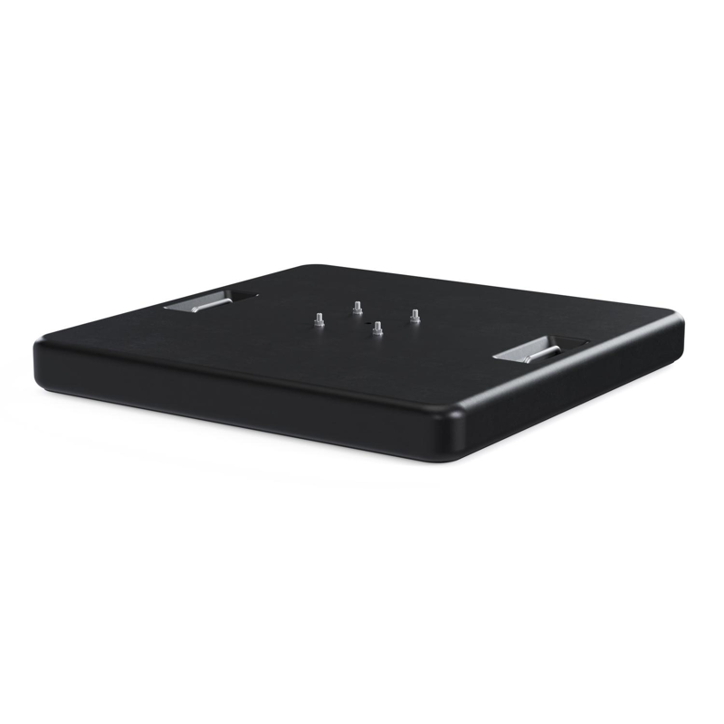 Parasol pendant Avola avec fonction tilt en aluminium noir avec toile de parasol en weather+ softtouch noir - Lg1: 300 x Lg2: 300 cm avec pied de parasol Pedito 120 kg