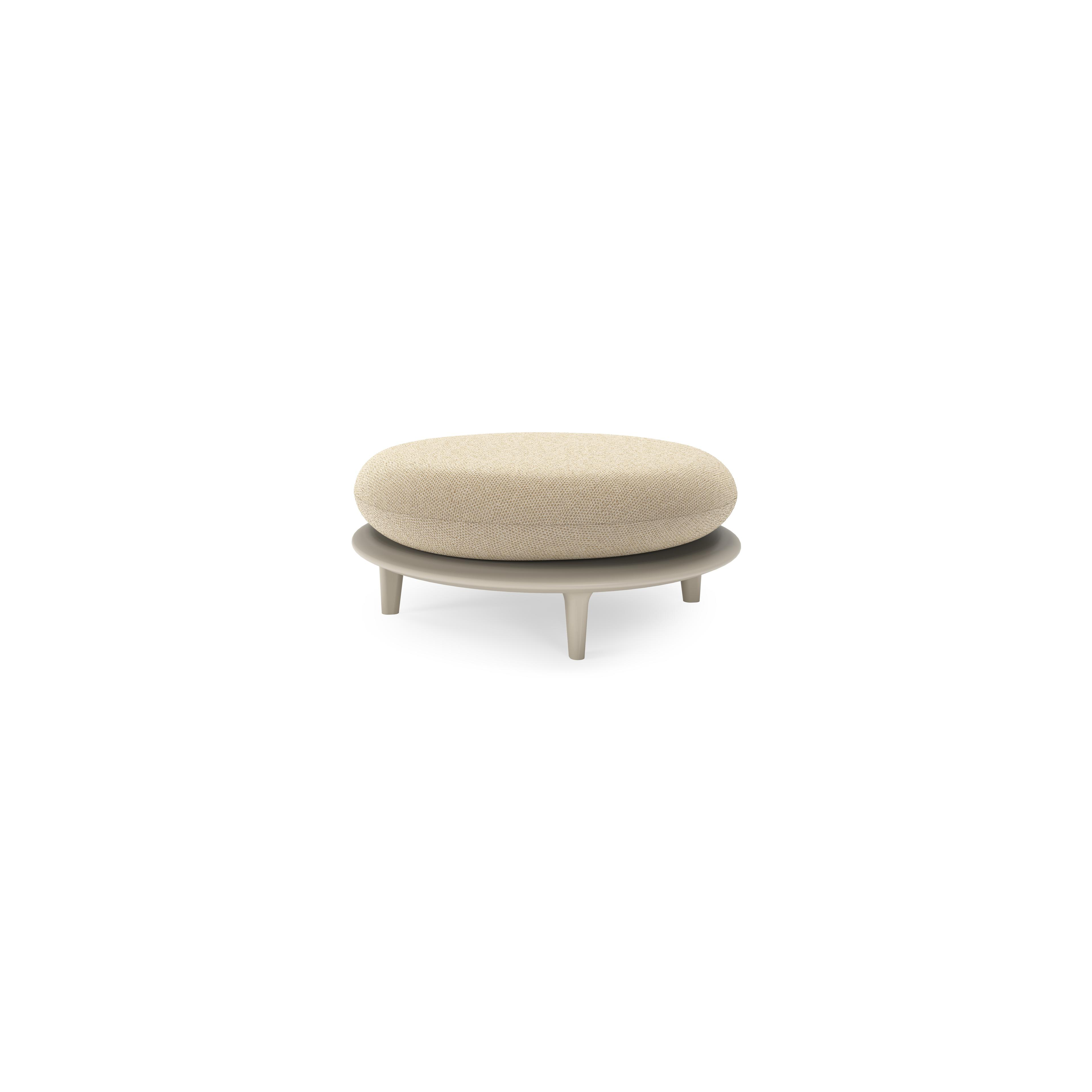 Bomero poef in beige aluminium met althea camel all weather cosytica kussen