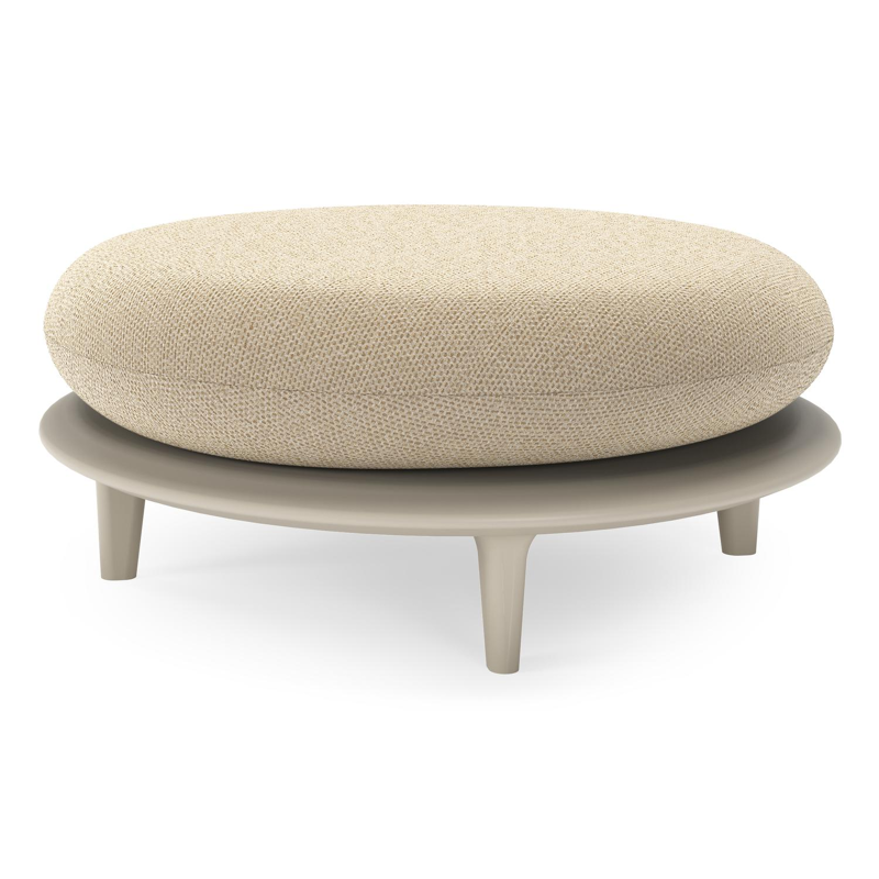 Bomero poef in beige aluminium met althea camel all weather cosytica kussen