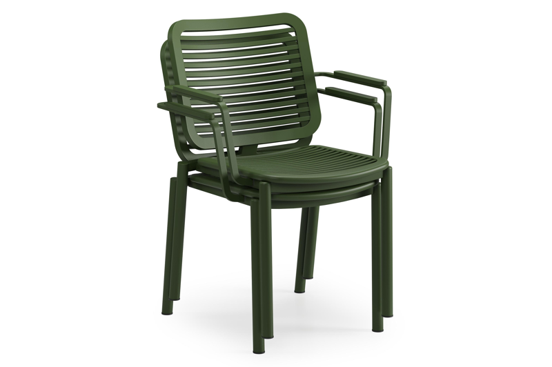 Fano stapelbare tuinstoel in groen aluminium