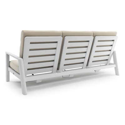 Canapé de jardin Cirello en aluminium blanc et coussins en all weather cosytica althea off white
