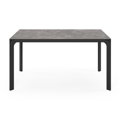 Fina tuintafel in zwart aluminium en keramische print grijs - L 145 x B 90 x H 74 cm