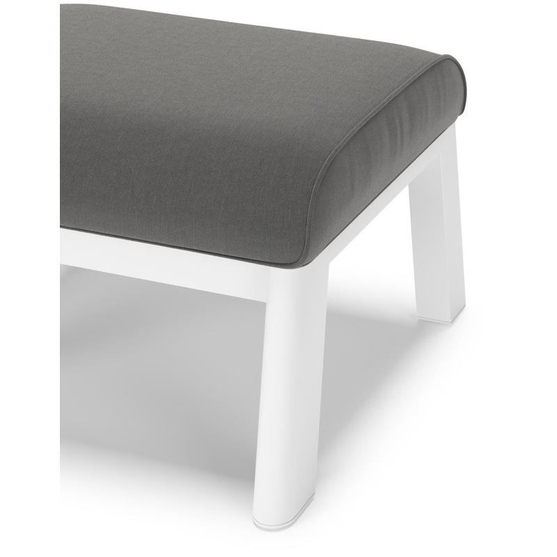 Cirello poef in wit aluminium met natte charcoal chine all weather sunbrella® luxe kussen