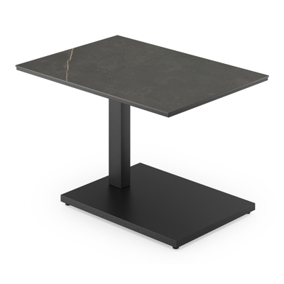Cirello Pop up bijzettafel in zwart aluminium en calatorao volkeramiek - L 70 x B 50 x H 66 cm