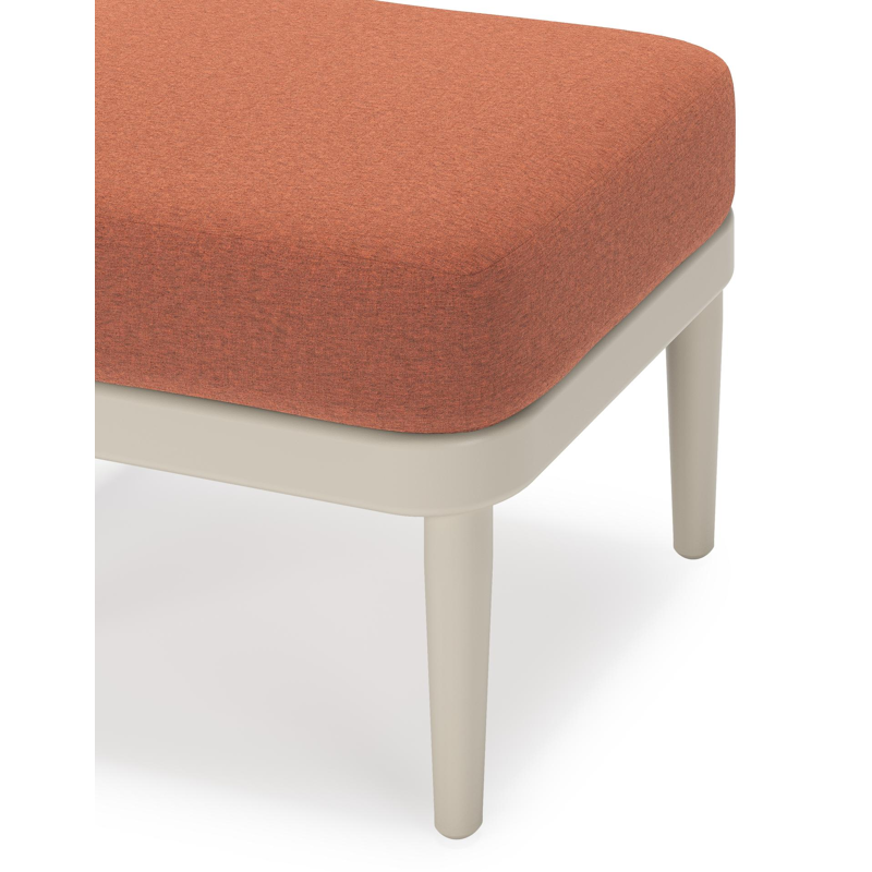 Orso poef in beige aluminium met Heritage Rust all weather sunbrella® luxe kussen