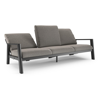 Cirello loungebank in zwart aluminium met chartres drizzle all weather sunbrella® luxe kussen