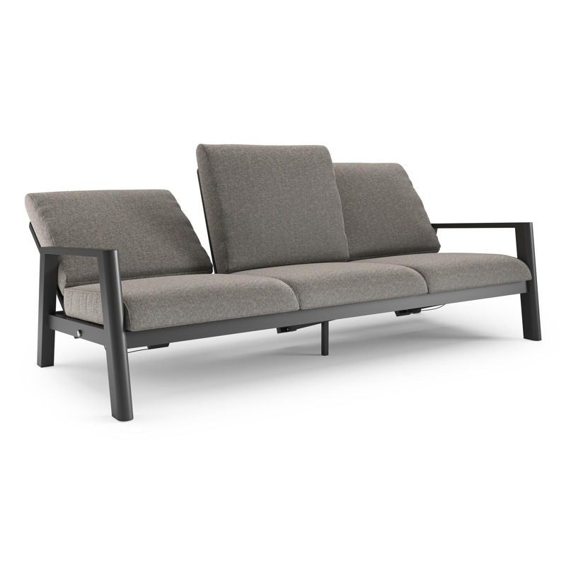 Cirello loungebank in zwart aluminium met chartres drizzle all weather sunbrella® luxe kussen