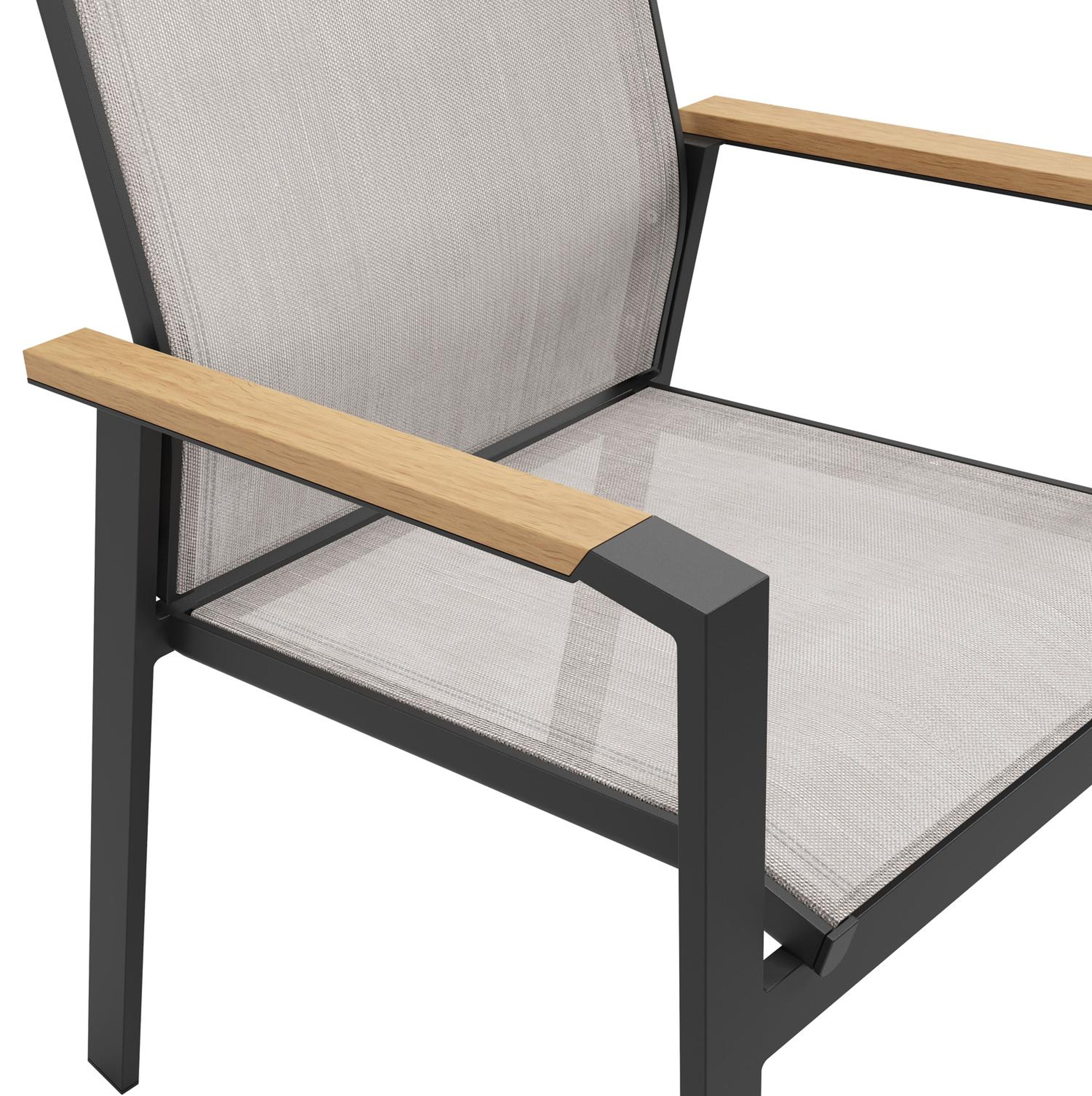 Ensemble de jardin Calzo en aluminium noir et polywood avec 6 chaises de jardin empilable Bahia