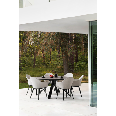 Cesano tuinstoel in zwart aluminium en beige dubbele textilene