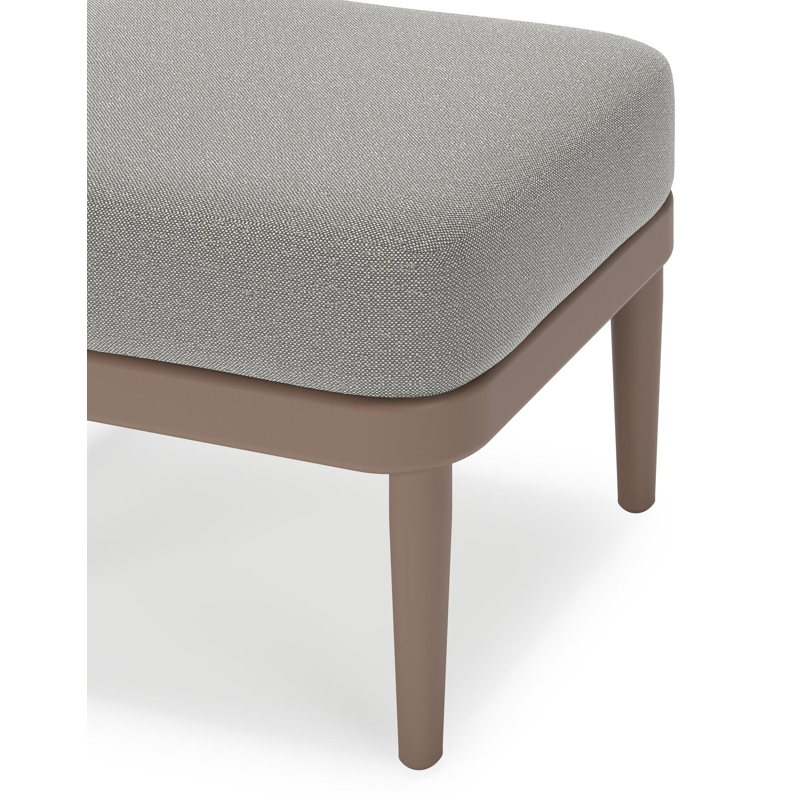 Pouf Orso en aluminium taupe et coussins en all weather sunbrella® luxe Savane Zinc