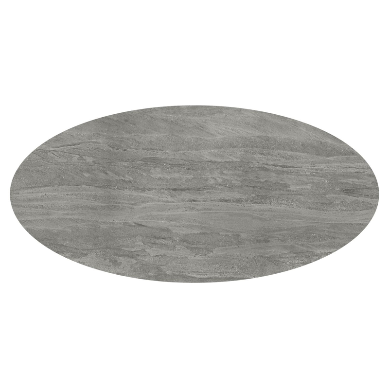 Amico tuintafel ovaal in zwart aluminium en volkeramiek Aspen Grey - L 260 x B 125 x H 73.5 cm
