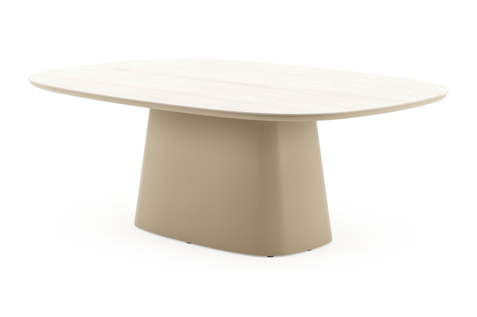 Amico tuintafel bombo xl in beige aluminium en volkeramiek Travertino Bianco - L 210 x B 148 x H 73.5 cm