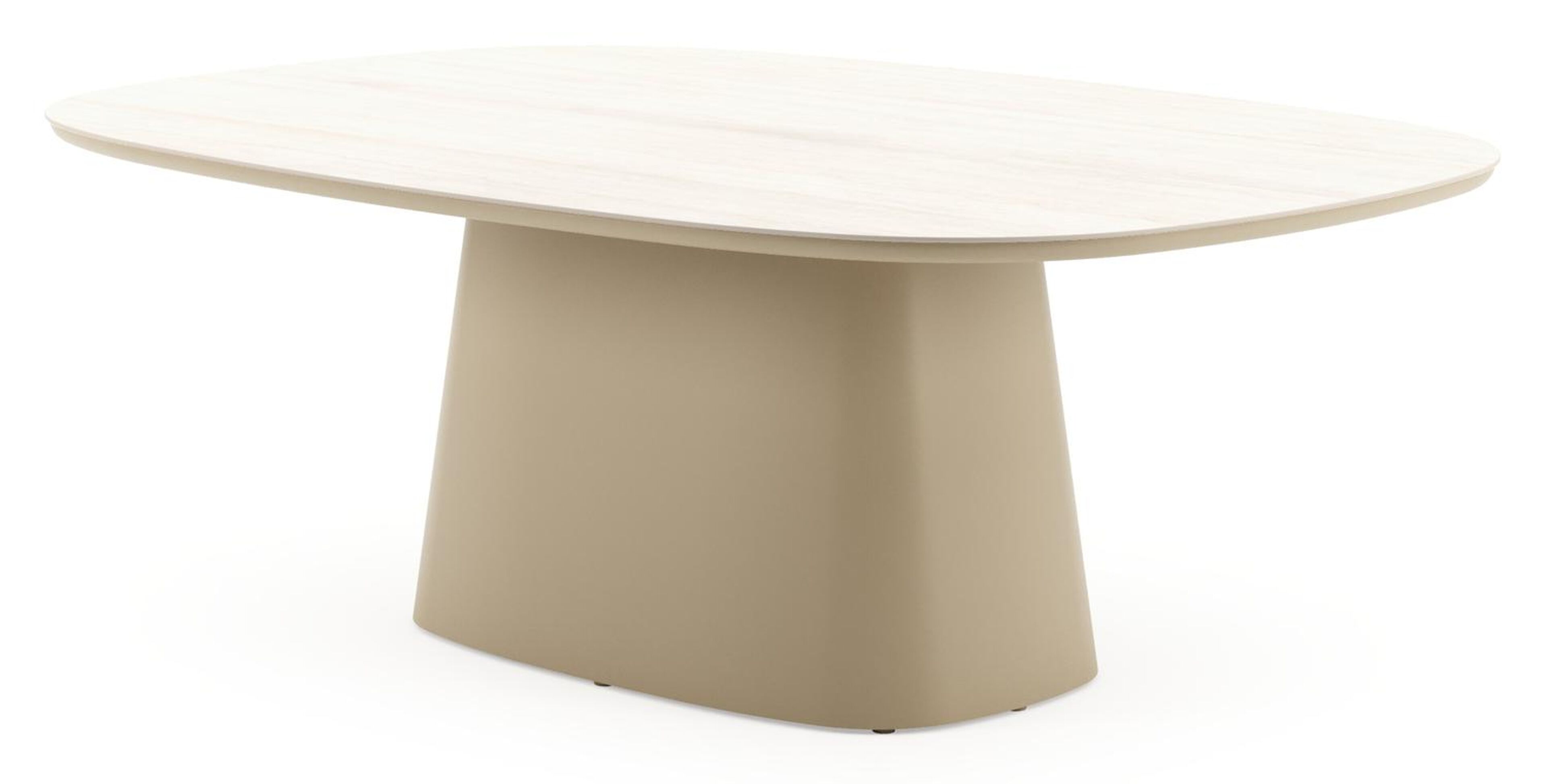 Table de jardin Amico bombo xl en aluminium beige et céramique pleine Travertino Bianco - Lg. 210 x Lrg. 148 x Haut. 73.5 cm
