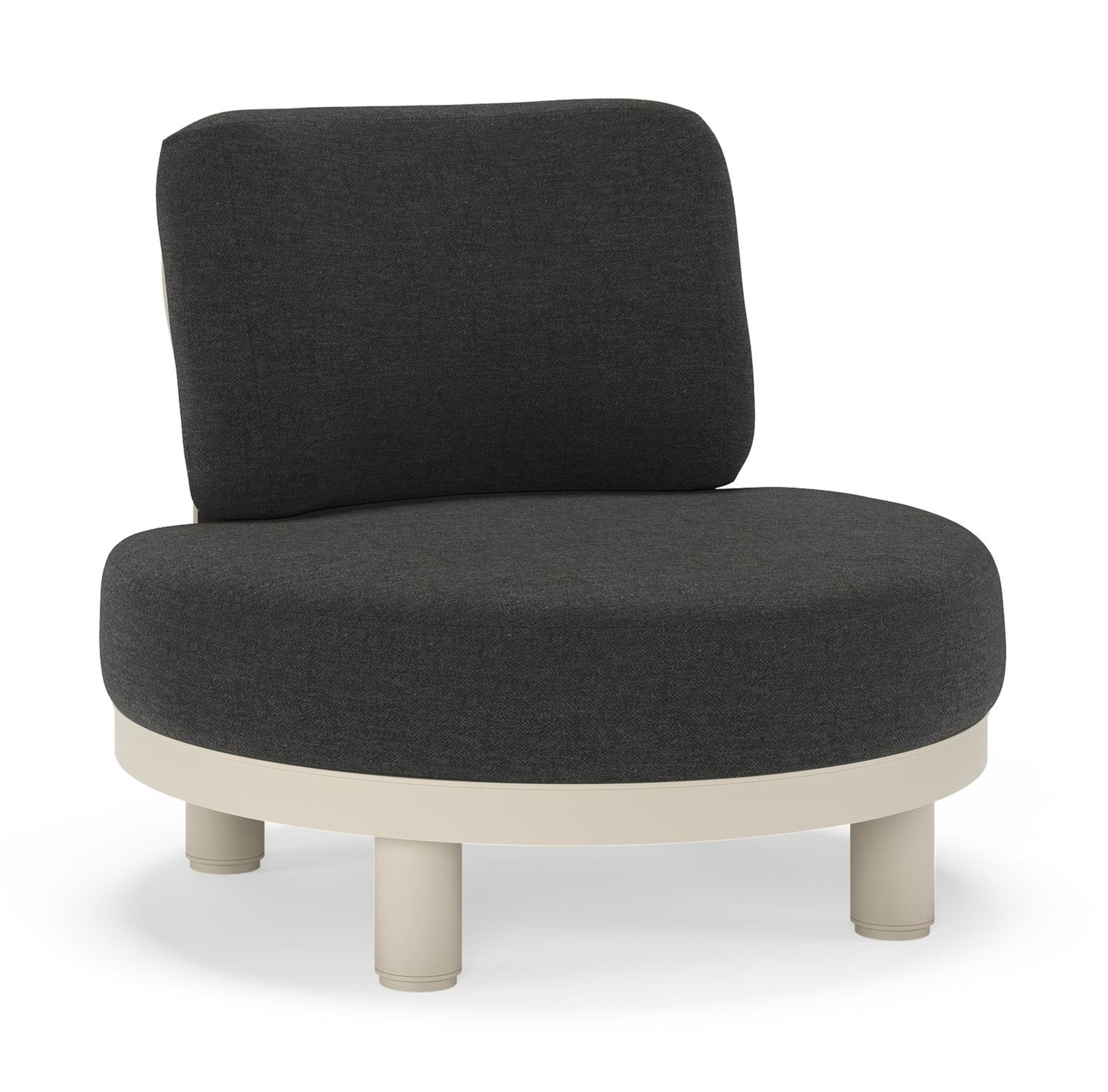 Donato loungestoel in beige aluminium met all weather sunbrella® luxe Chartres Sooty kussen