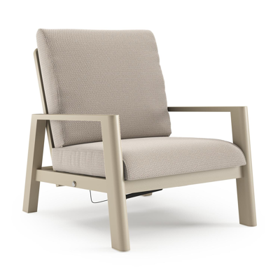 Cirello loungestoel in beige aluminium met lopi fossil all weather sunbrella® luxe kussen
