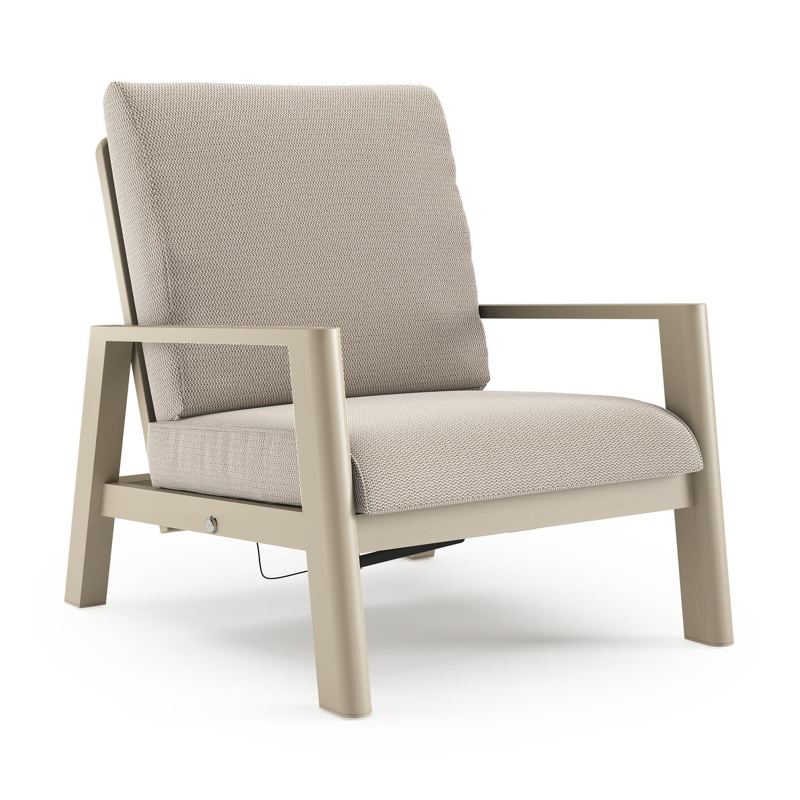 Cirello loungestoel in beige aluminium met lopi fossil all weather sunbrella® luxe kussen