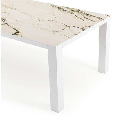 Nano tuintafel rechthoekig in wit aluminium en volkeramiek colorado dunes - L 280 x B 110 x H 75 cm