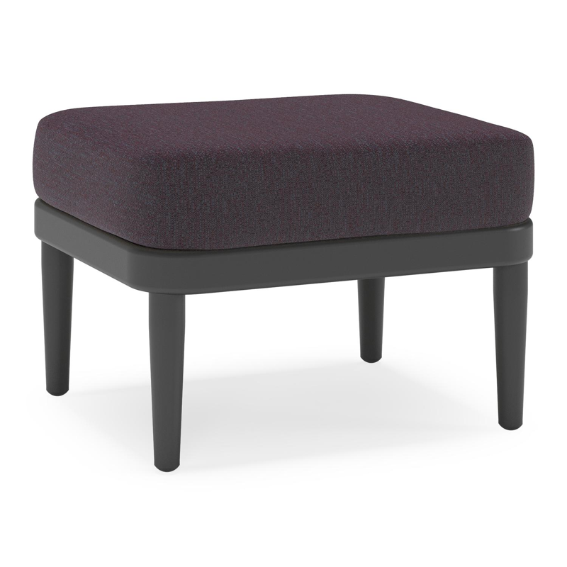 Orso poef in zwart aluminium met Tundra Red all weather sunbrella® luxe kussen