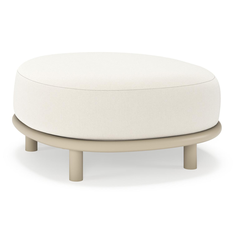 Lupino poef in beige aluminium met savane white all weather sunbrella® luxe kussen