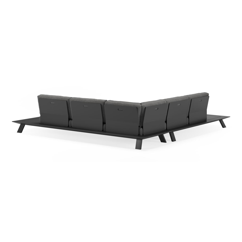 Cesano loungehoek in zwart aluminium met deauville black all weather sunbrella® luxe kussens