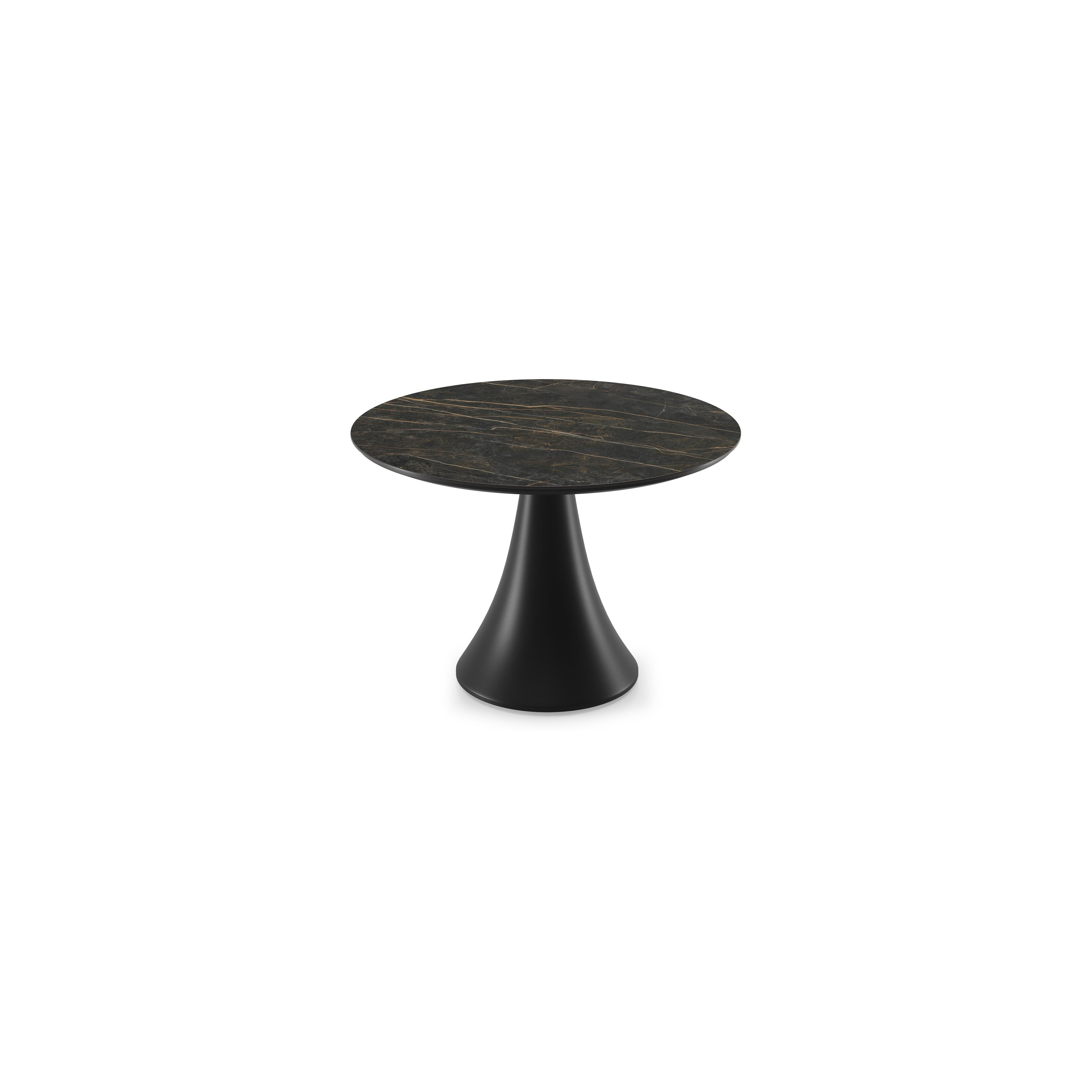 Table basse Fano en noir aluminium et céramique pleine black obsession - Diam. 85 x Haut. 75 cm