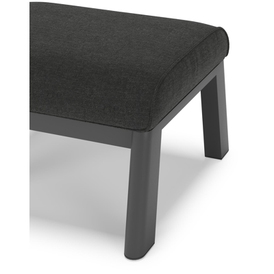 Cirello poef in zwart aluminium met chartres sooty all weather sunbrella® luxe kussen