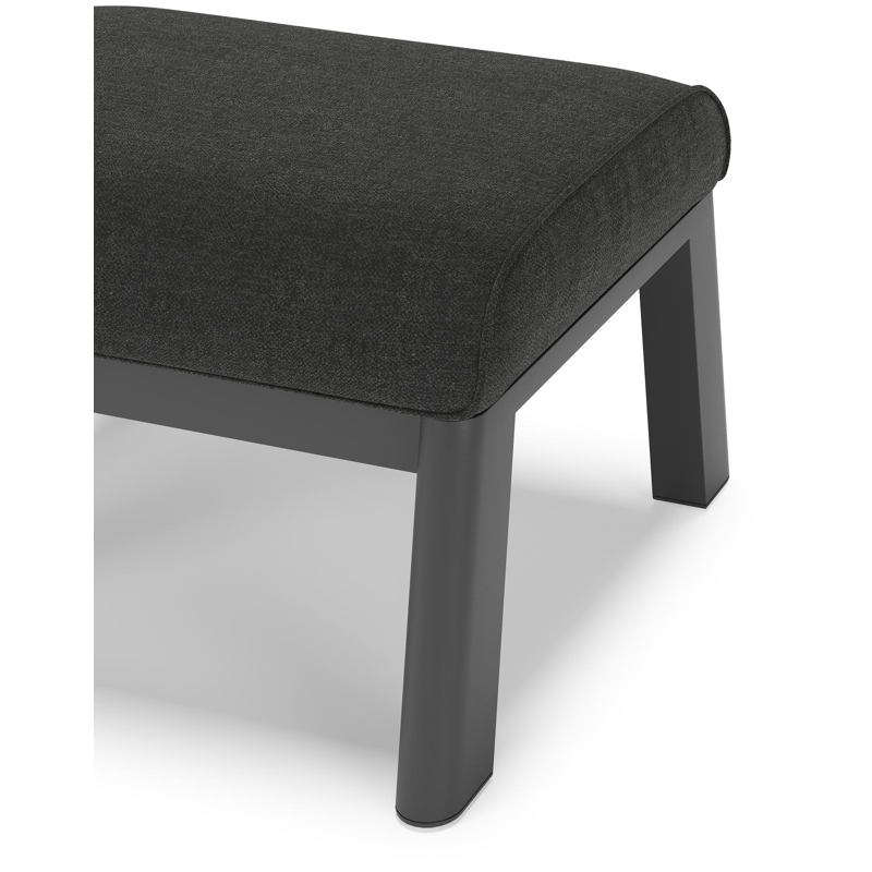 Cirello poef in zwart aluminium met chartres sooty all weather sunbrella® luxe kussen