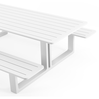 Merano picknicktafel in wit aluminium - L 240 x B 181 x H 73 cm