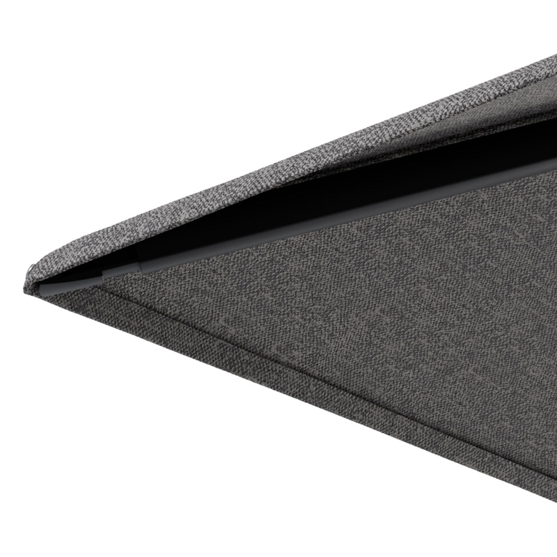 Minore zweefparasol met tiltfunctie in zwart aluminium en Chartres Drizzle All Weather Sunbrella® Luxe parasoldoek - L1 280 x L2: 370 cm met parasolvoet Minore 260 kg met wielen