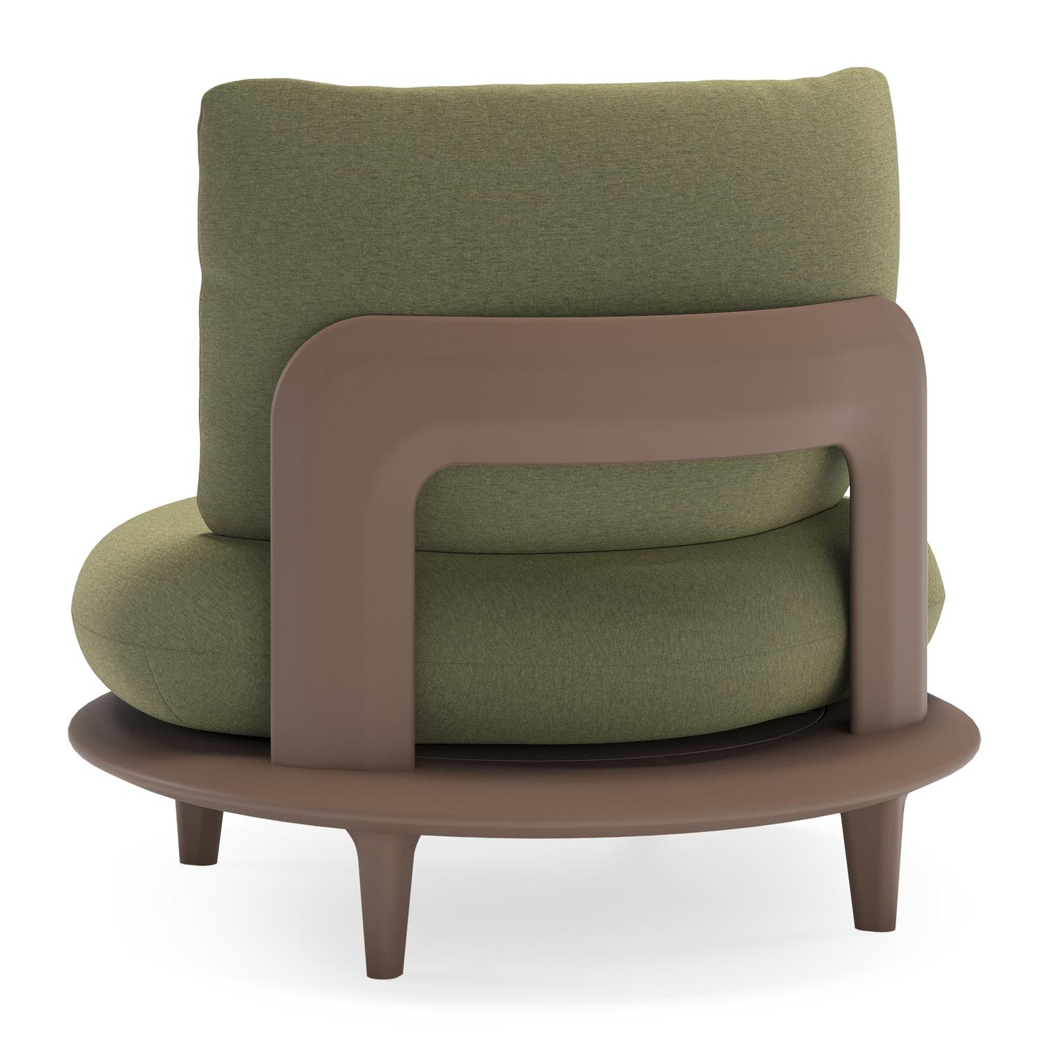 Fauteuil de jardin Bomero en aluminium taupe et coussins en all weather sunbrella® luxe heritage leaf