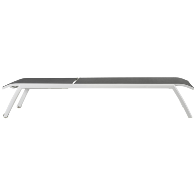 Bari verstelbaar ligbed in wit aluminium met grijs textilene