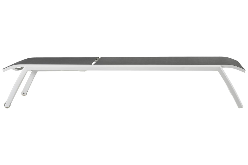 Bari verstelbaar ligbed in wit aluminium met grijs textilene