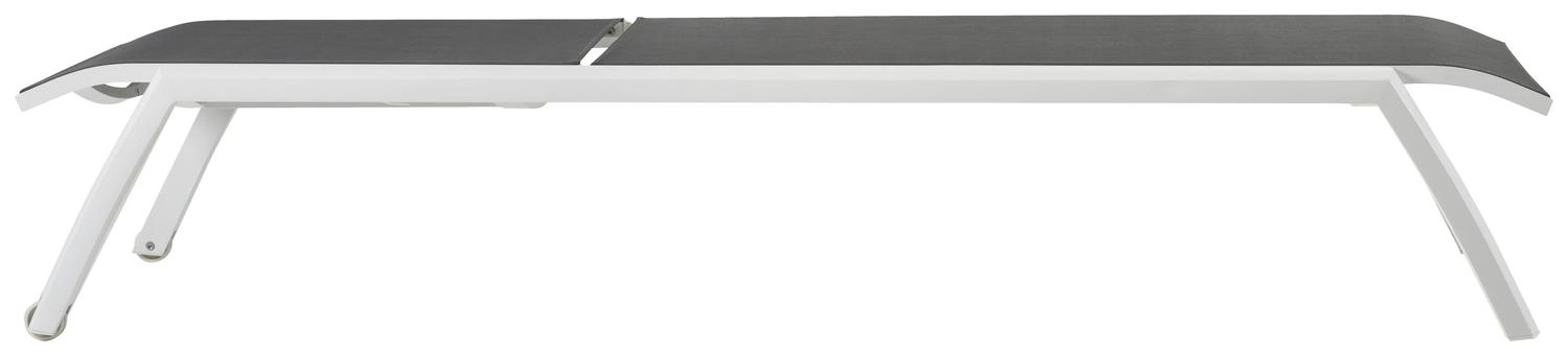 Chaise longue réglable Bari en aluminium blanc avec textilène gris