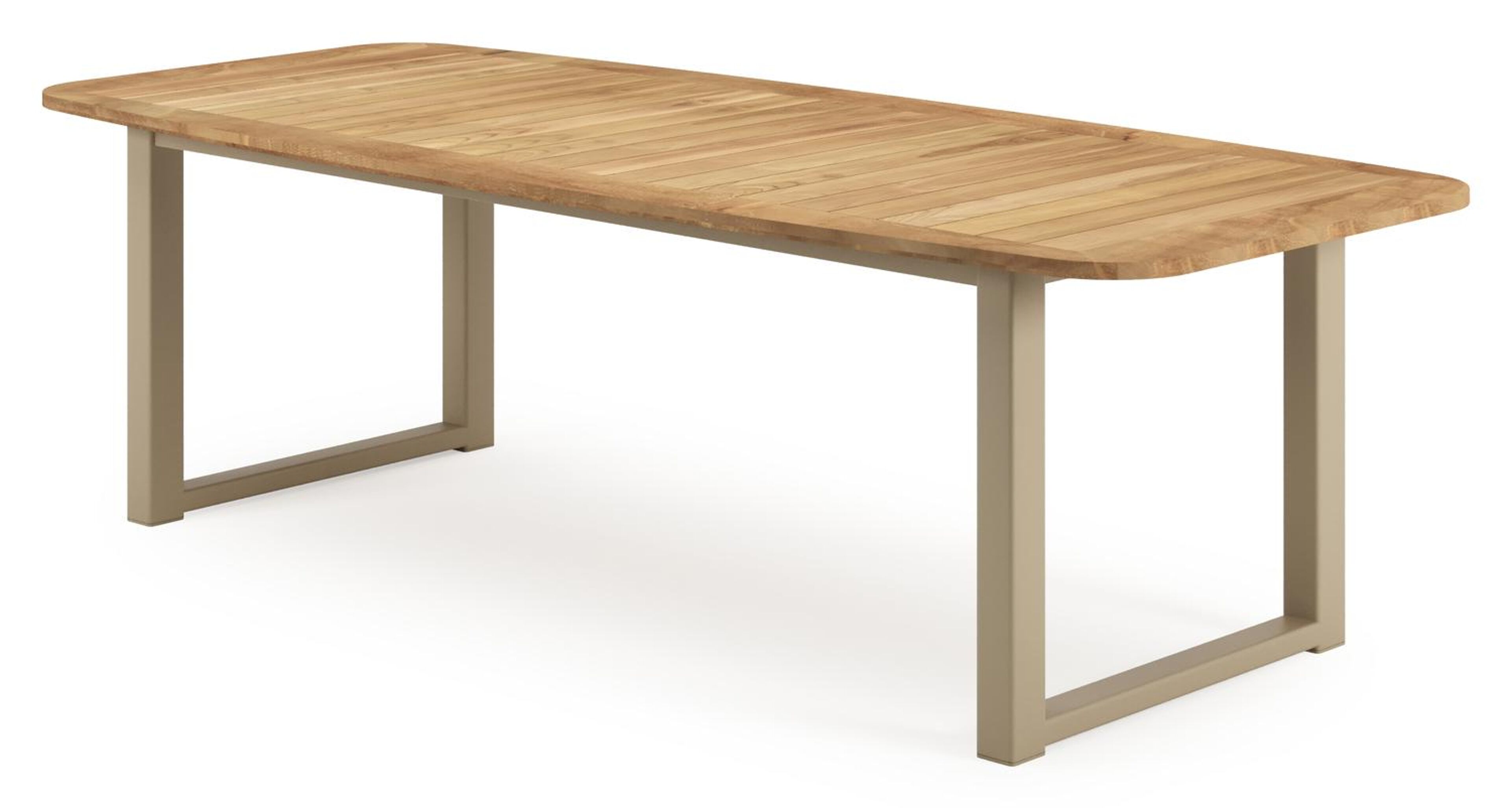 Livo tuintafel bootvorm in beige aluminium en teak - L 250 x B 110 x H 73 cm