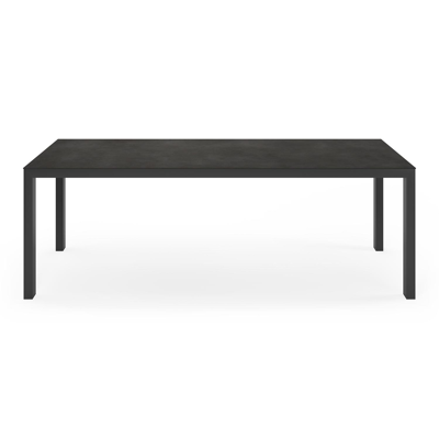 Trente tuinset in zwart aluminium en zwart volkeramiek tafelblad met 6 Rivo tuinstoelen