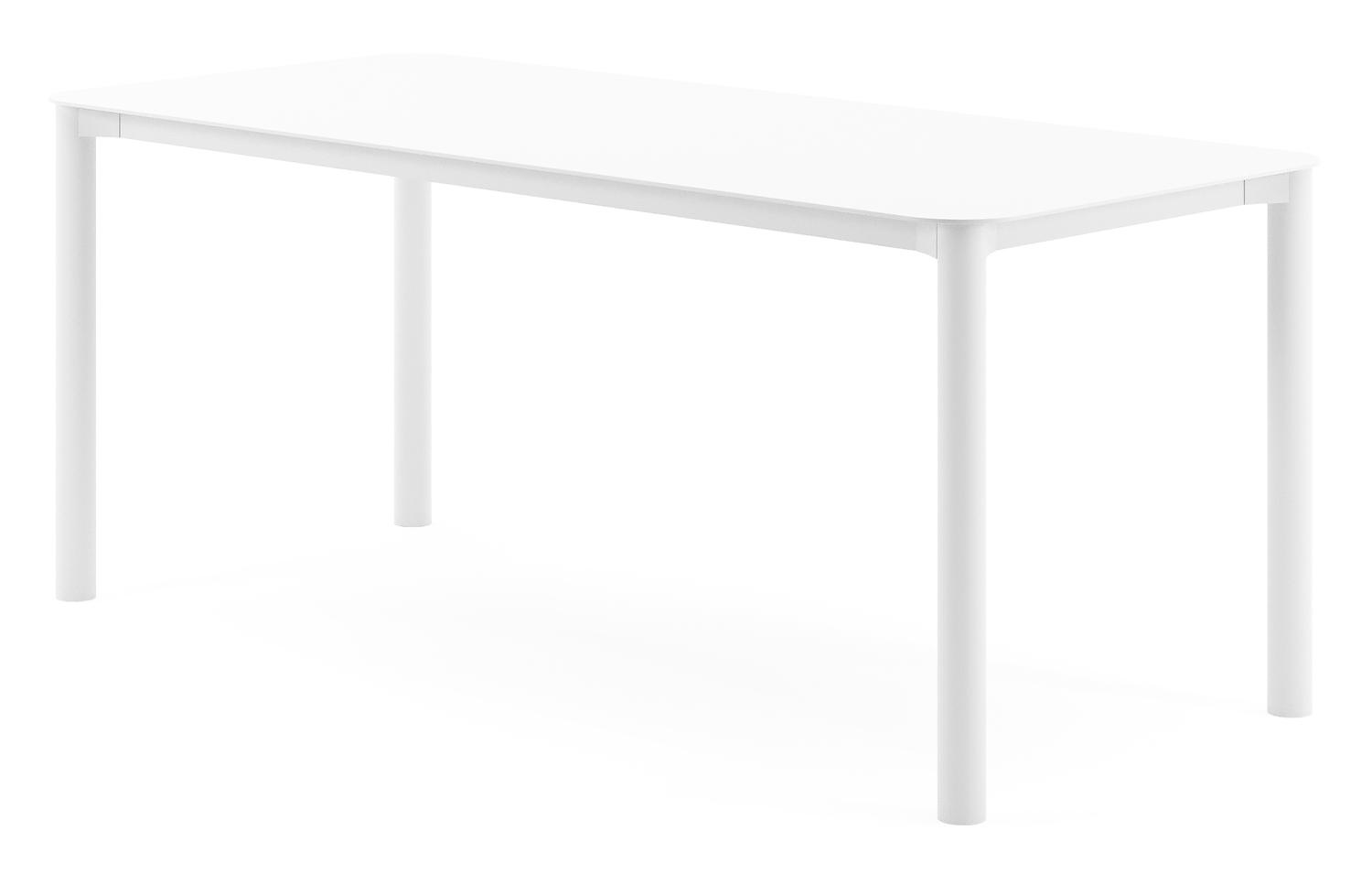 Table de jardin rectangulaire Orso arrondie en aluminium blanc - Lg. 200 x Lrg. 80 x Haut. 74,5 cm