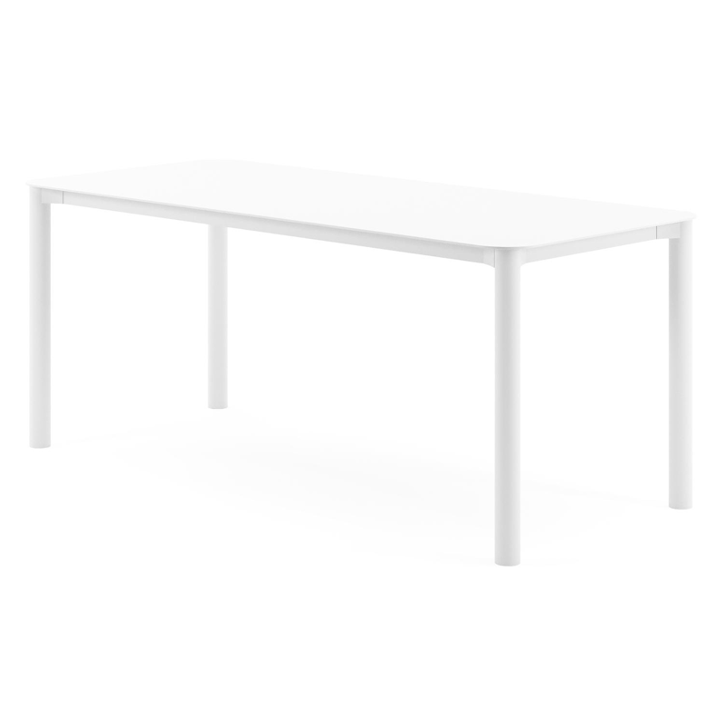 Table de jardin rectangulaire Orso arrondie en aluminium blanc - Lg. 200 x Lrg. 80 x Haut. 74,5 cm