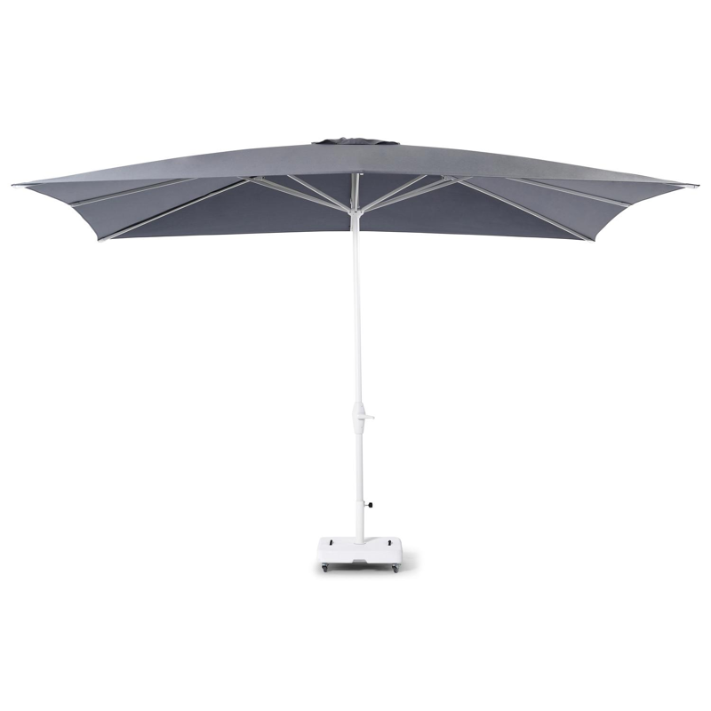 Viola staanparasol in wit aluminium met grijs weather+ softtouch parasoldoek - L1 300 x L2 400 cm (met voet)