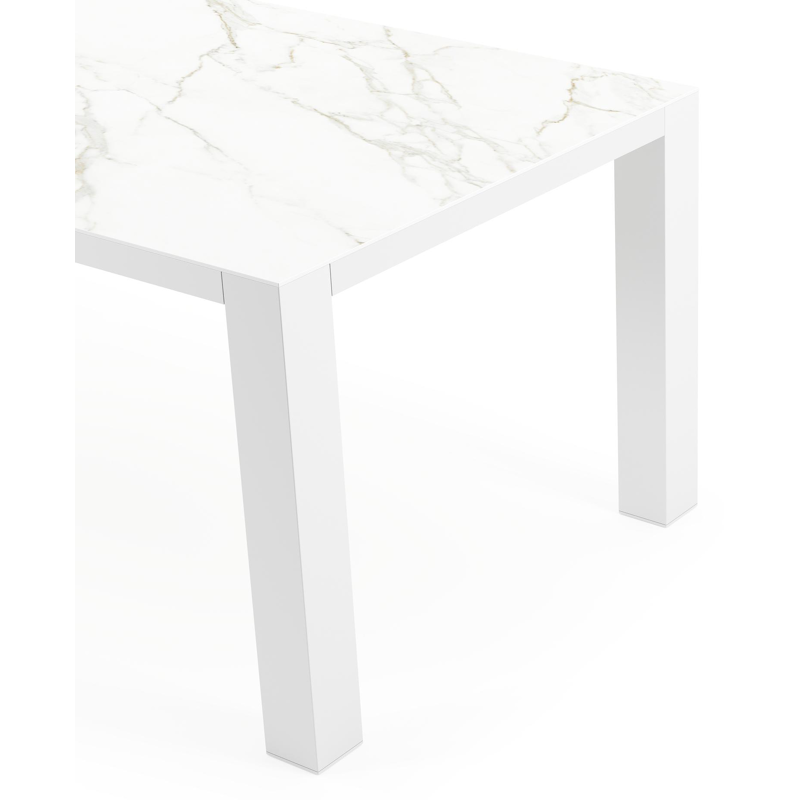 Nano tuintafel in wit aluminium en volkeramiek calacatta - L 200 x B 100 x H 75 cm