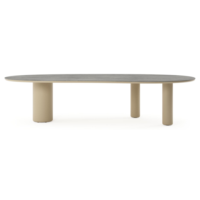 Amico tuintafel organisch in beige aluminium en volkeramiek Aspen Grey - L 320 x B 145 x H 73.5 cm