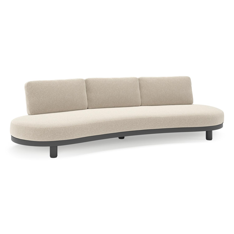 Donato loungebank in zwart aluminium met all weather cosytica Marbella Ecru kussen