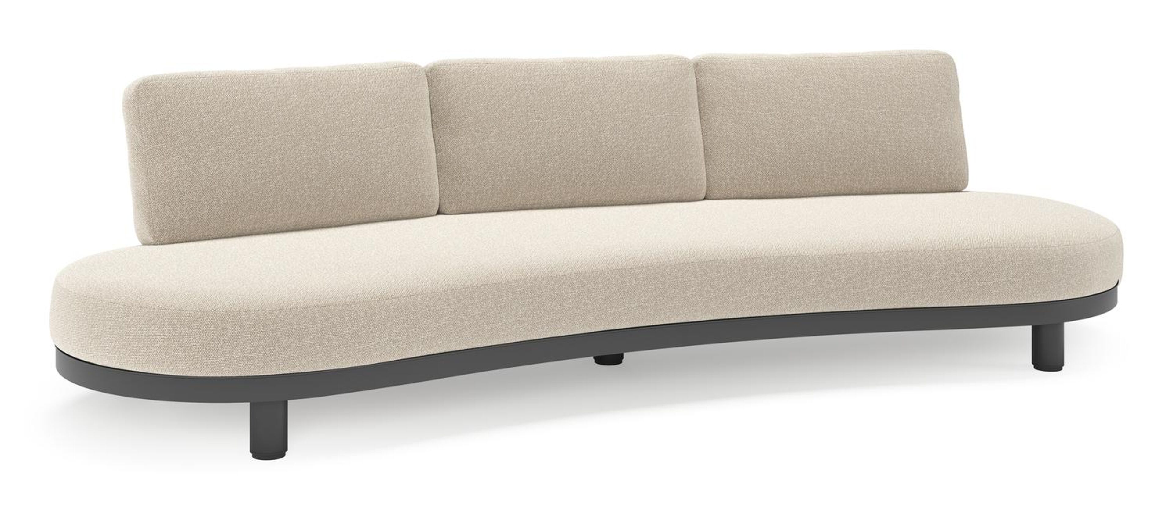 Donato loungebank in zwart aluminium met all weather cosytica Marbella Ecru kussen