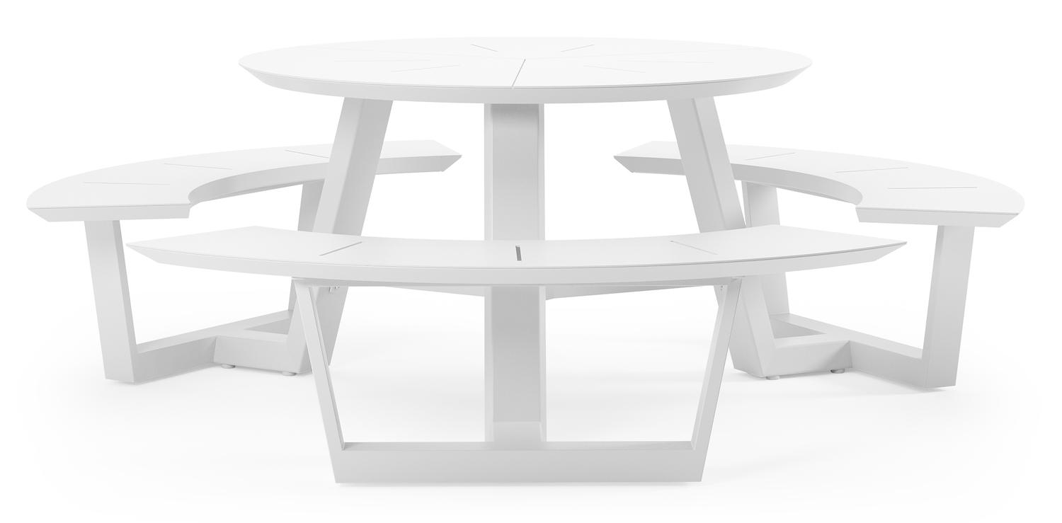 Rondino picknicktafel in wit aluminium - Dia. 207 cm