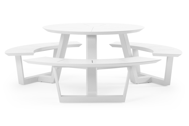 Rondino picknicktafel in wit aluminium - Dia. 207 cm